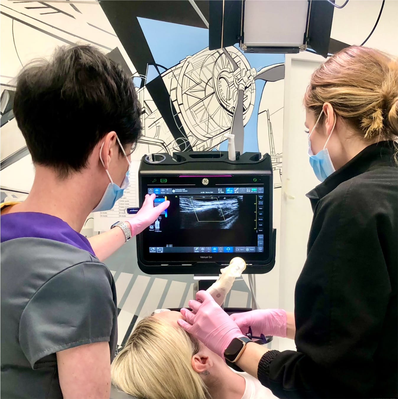 ultrasound scan on a patient's face